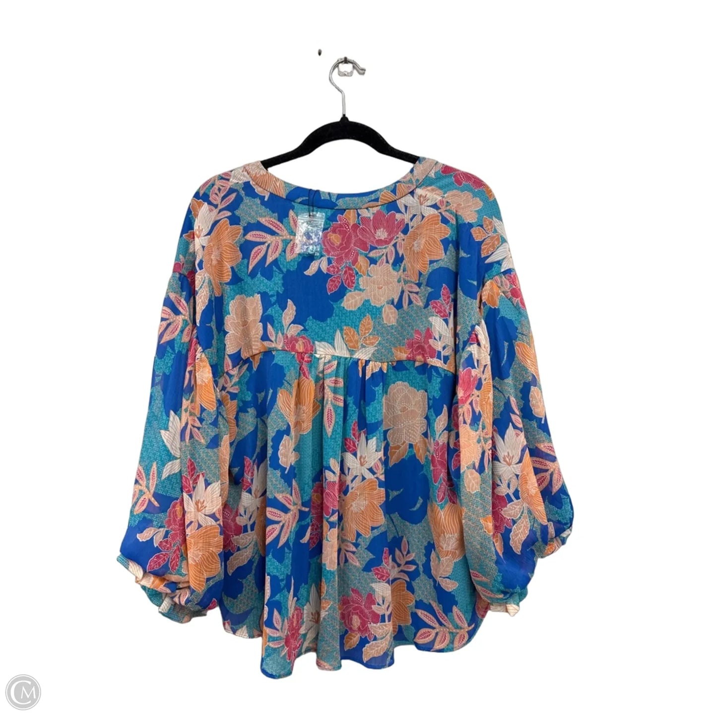 Blouse Long Sleeve By Fate In Blue & Orange, Size: L