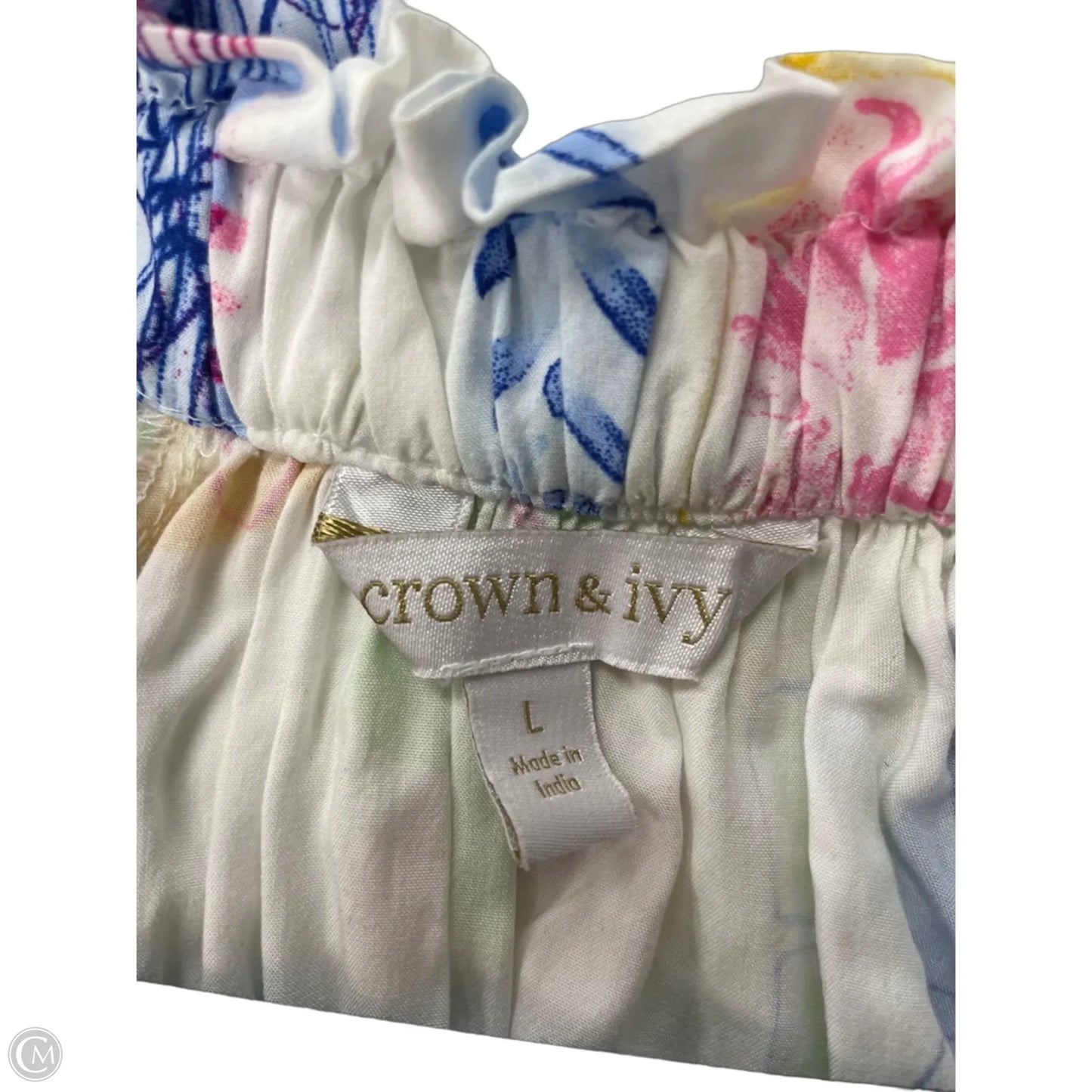 Top Short Sleeve By Crown And Ivy In Blue & White, Size: L