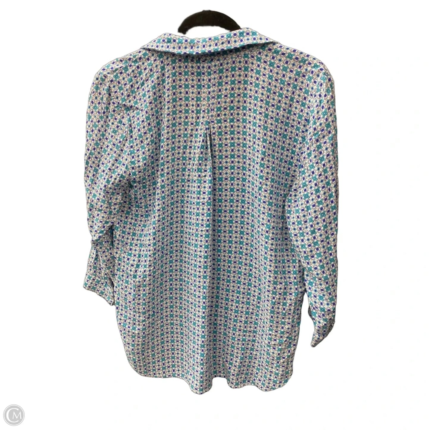 Top Long Sleeve By Grand And Greene In Blue & White, Size: M