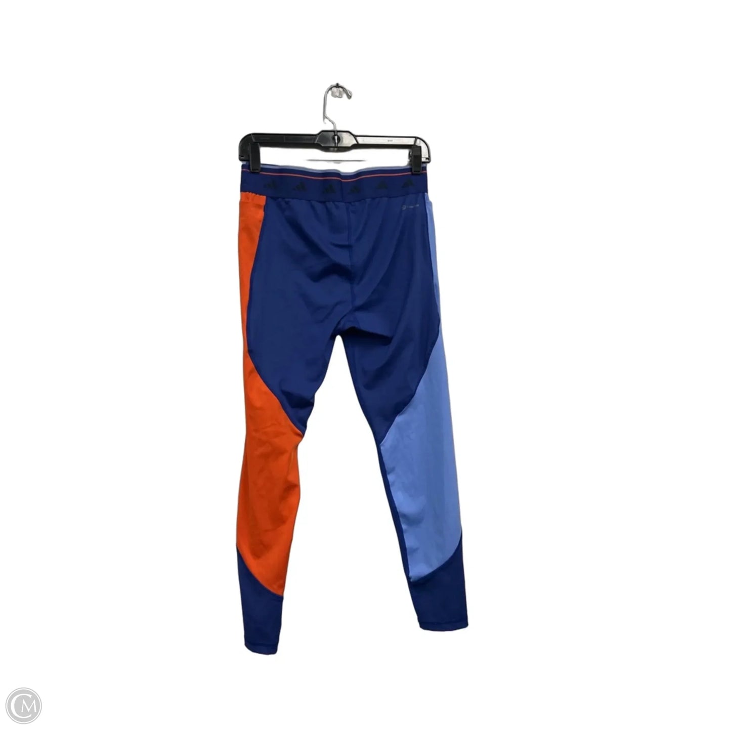 Athletic Leggings By Adidas In Blue & Orange, Size: L