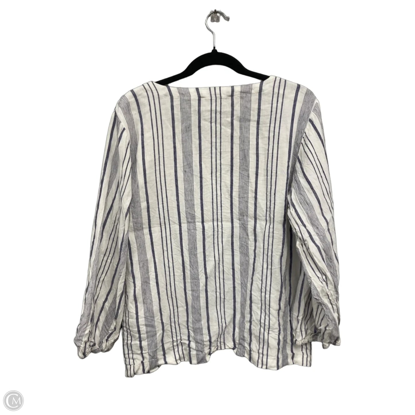 Top Long Sleeve By Loft In Blue & White, Size: L