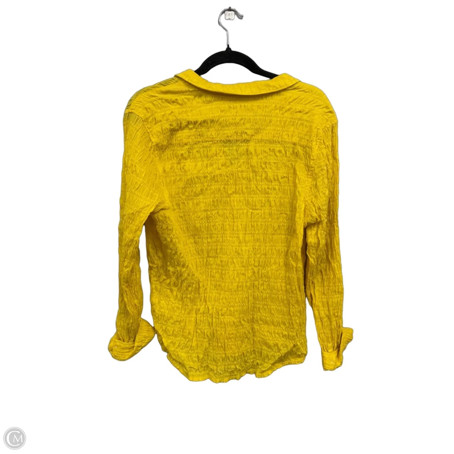 Blouse Long Sleeve By Everlane In Yellow, Size: 14