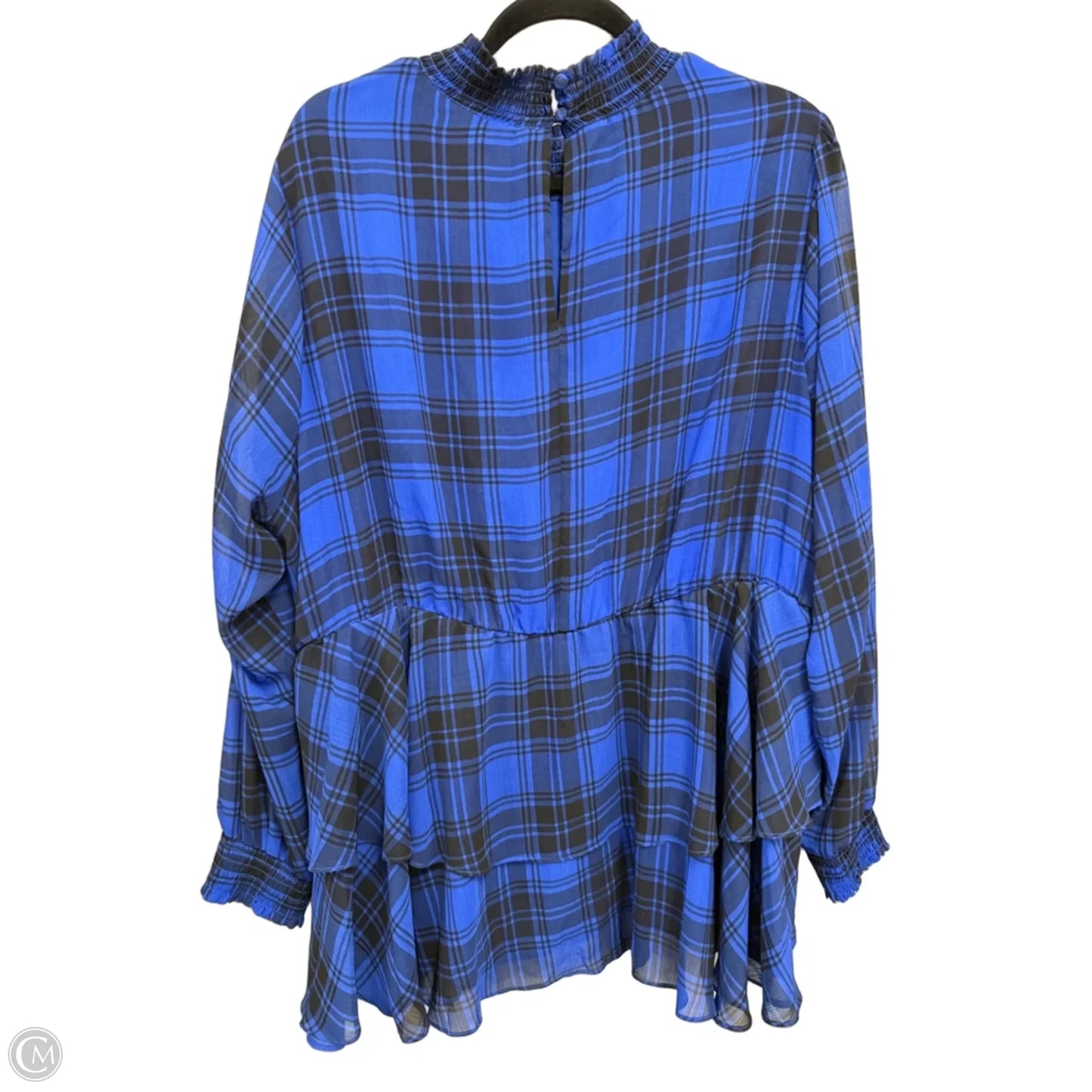 Blouse Long Sleeve By Torrid In Black & Blue, Size: 3x