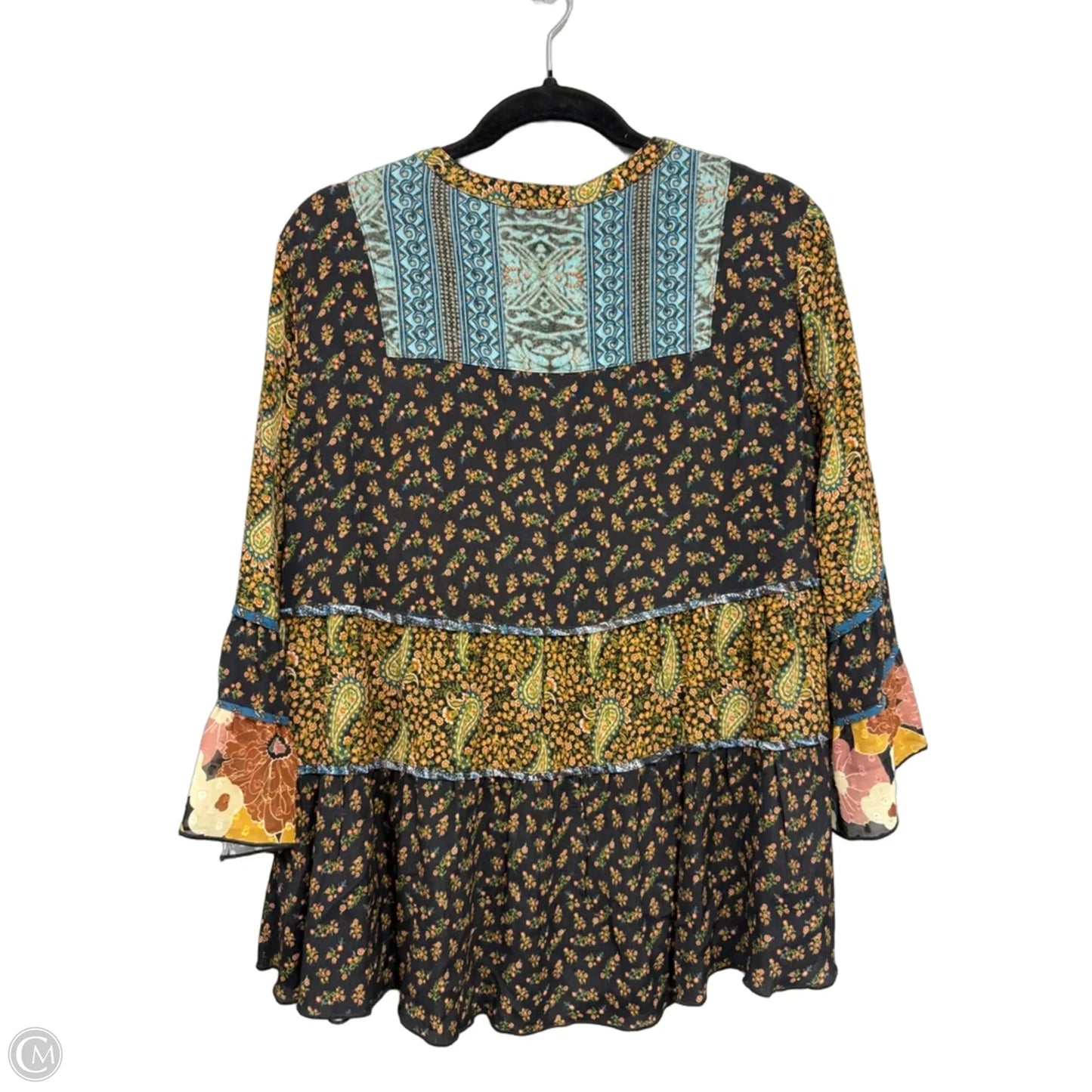 Blouse Long Sleeve By John Mark In Black & Brown, Size: M