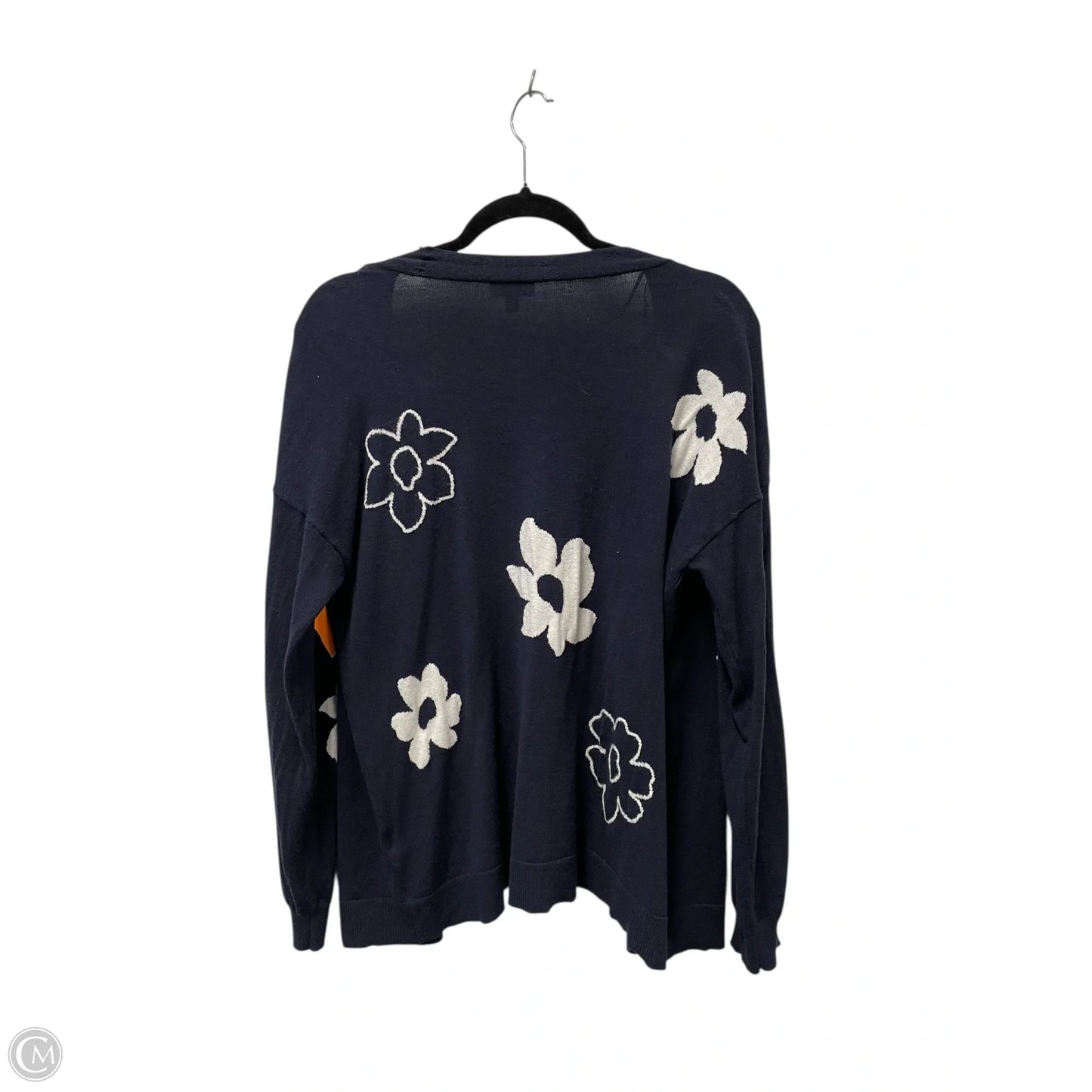 Cardigan By Clothes Mentor In Blue & White, Size: L