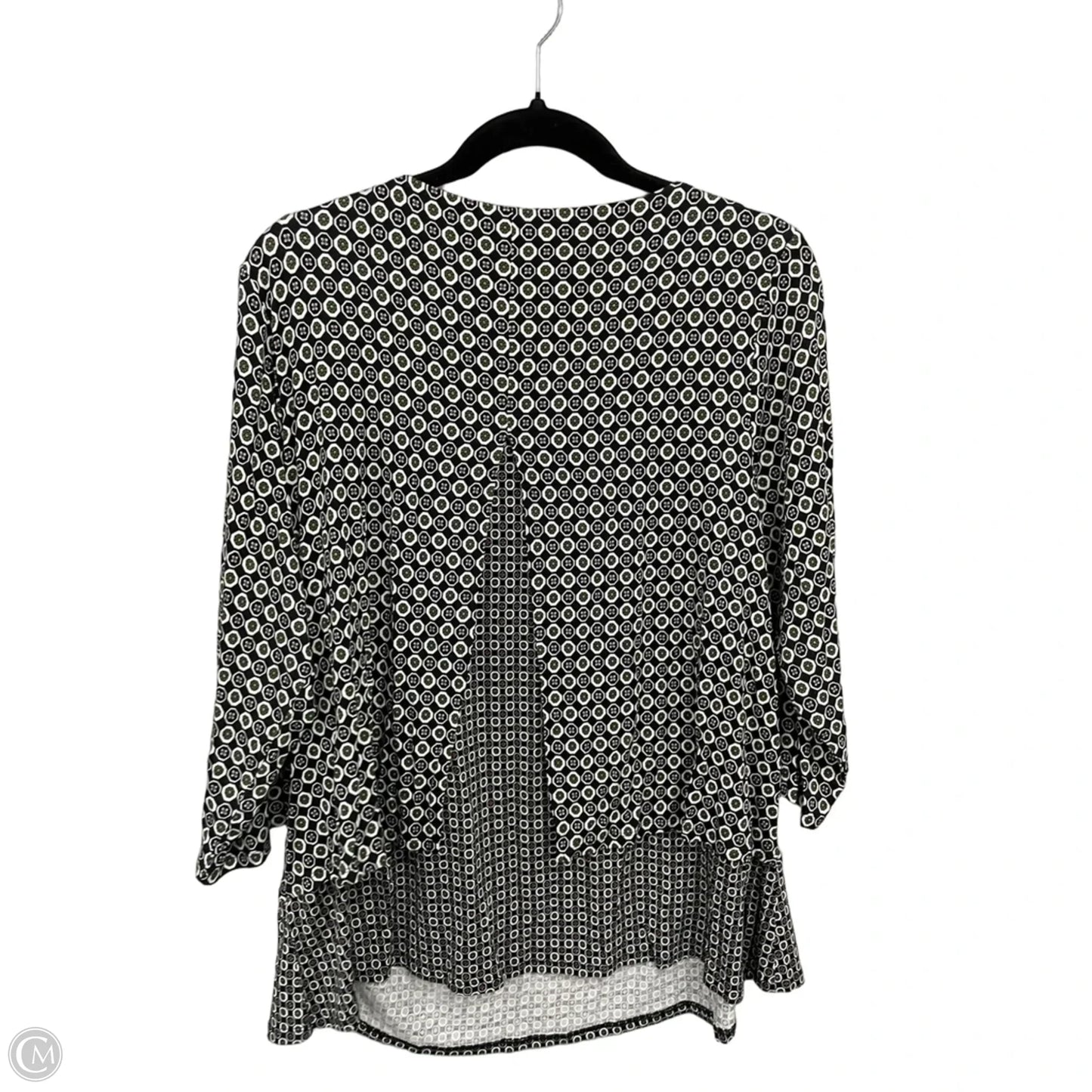 Top 3/4 Sleeve By J. Jill In Black & Green, Size: 1x