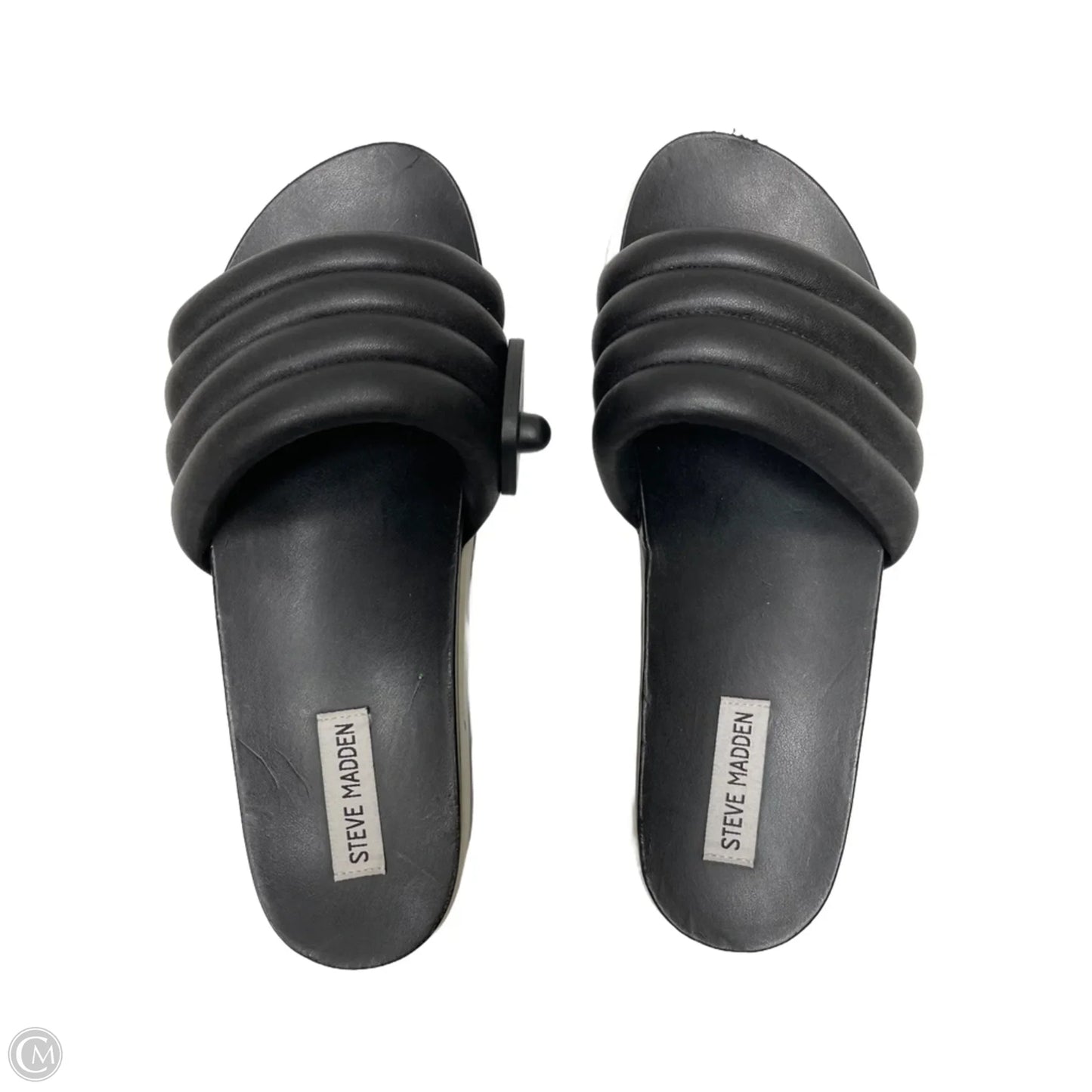 Sandals Heels Platform By Steve Madden In Black & Cream, Size: 10