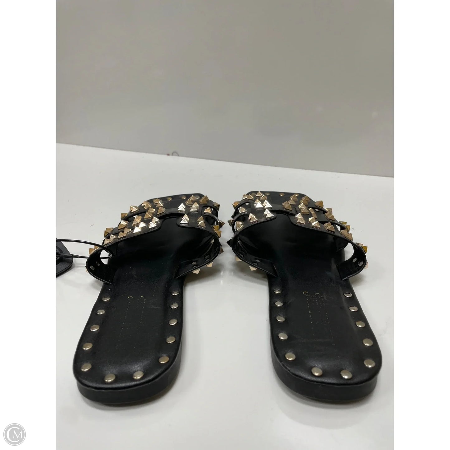 Sandals Flats By Cape Robbin In Black & Gold, Size: 8