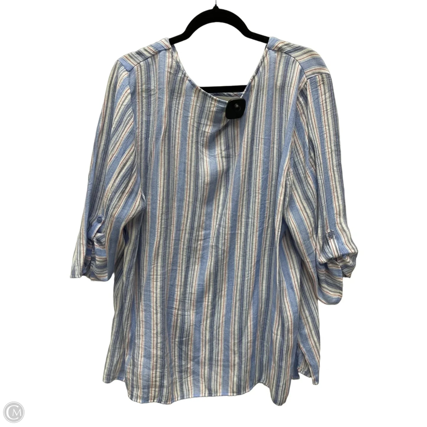 Top Long Sleeve By Catherines In Striped Pattern, Size: 2x