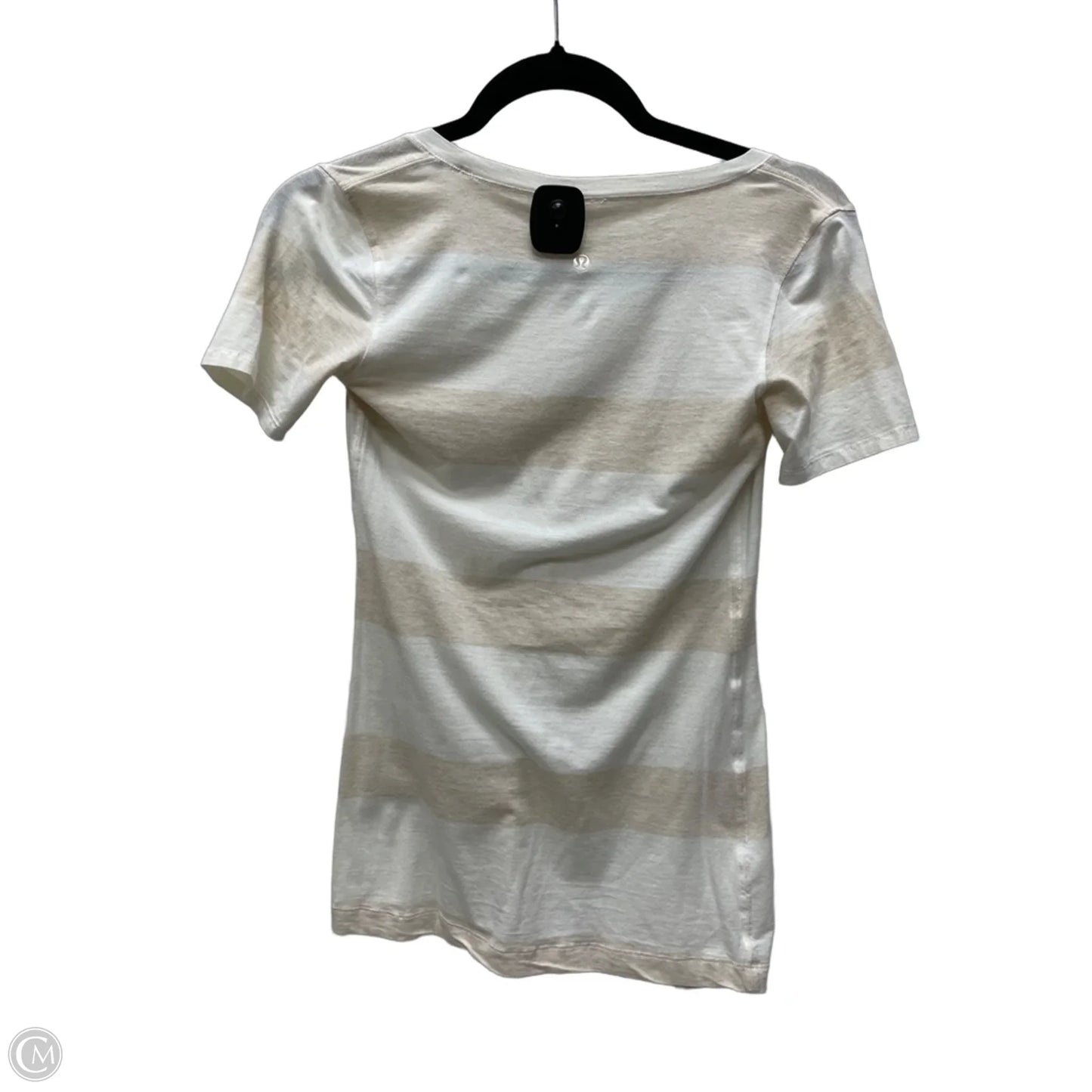 Athletic Top Short Sleeve By Lululemon In Striped Pattern, Size: S
