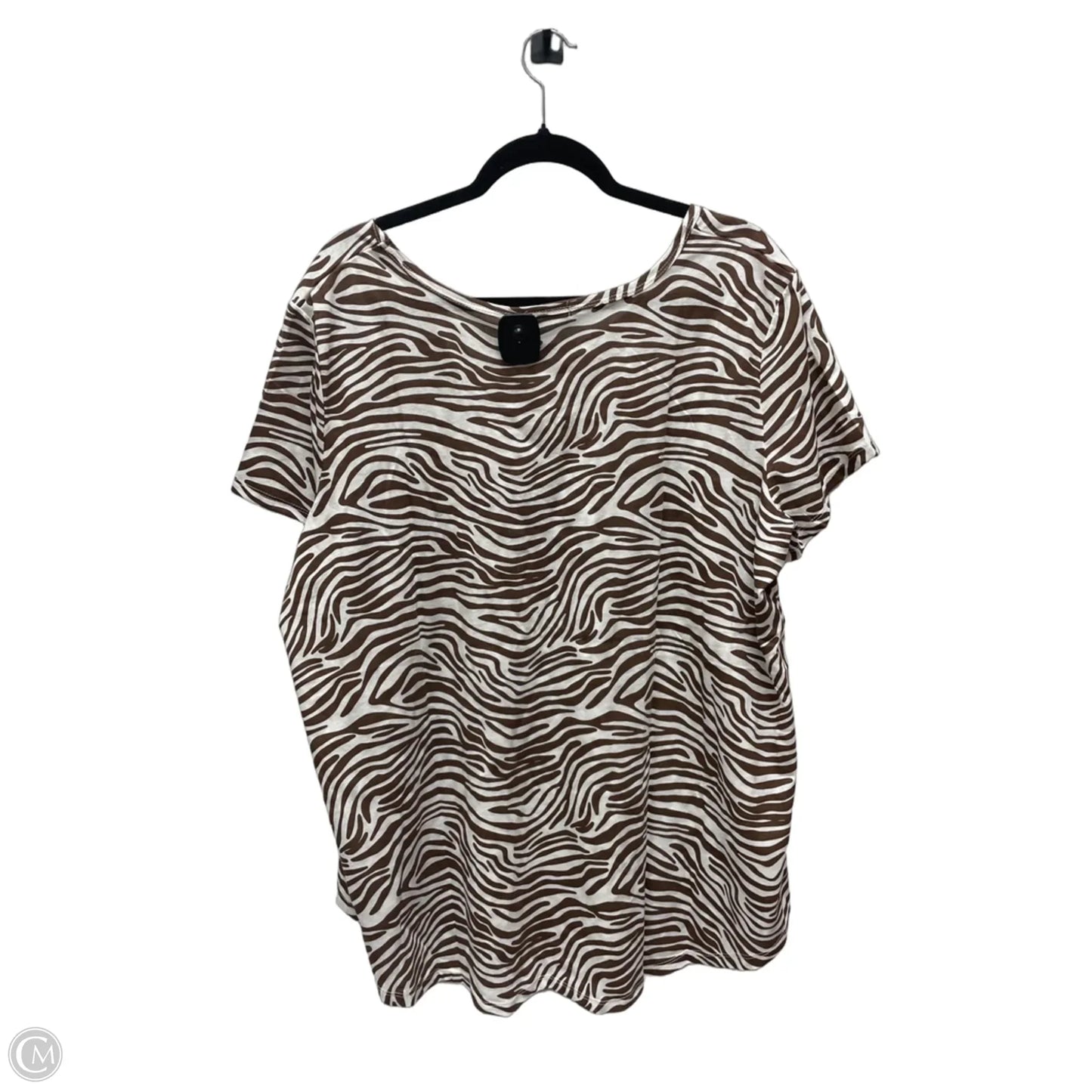 Top Short Sleeve By Clothes Mentor In Zebra Print, Size: 2x