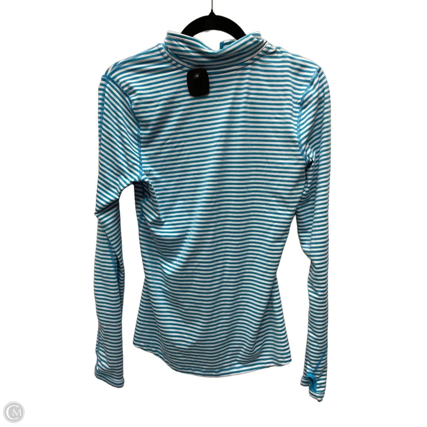 Athletic Top Long Sleeve Collar By Nike Apparel In Striped Pattern, Size: S