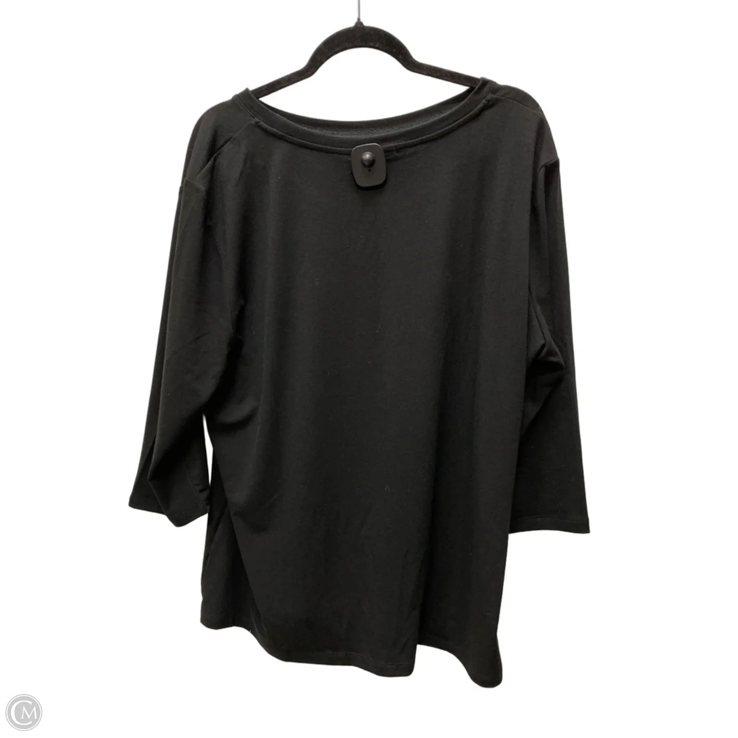 Top 3/4 Sleeve Basic By Clothes Mentor In Black, Size: 2x