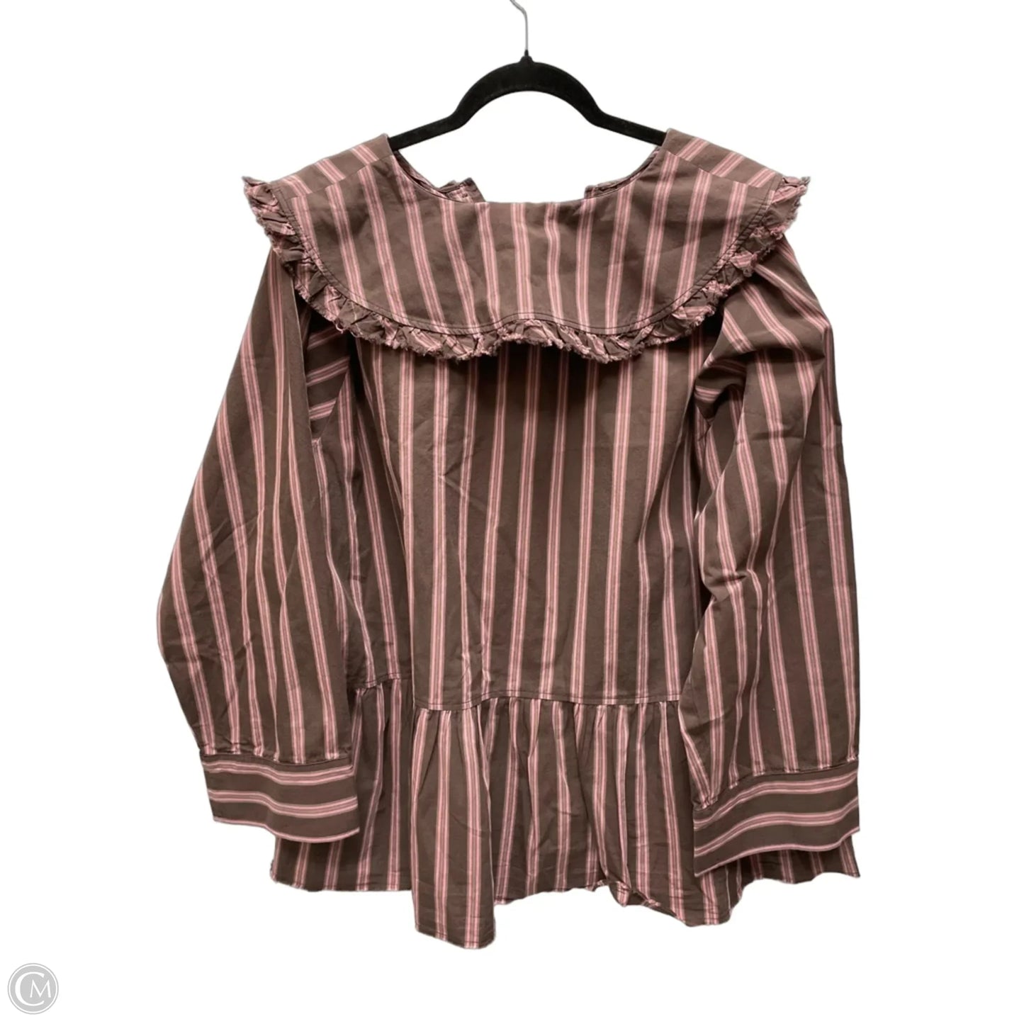 Blouse Long Sleeve By Maeve In Striped Pattern, Size: 1x