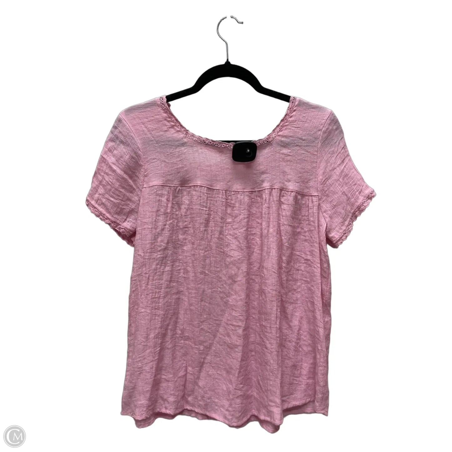 Top Short Sleeve By Blu Pepper In Pink, Size: L