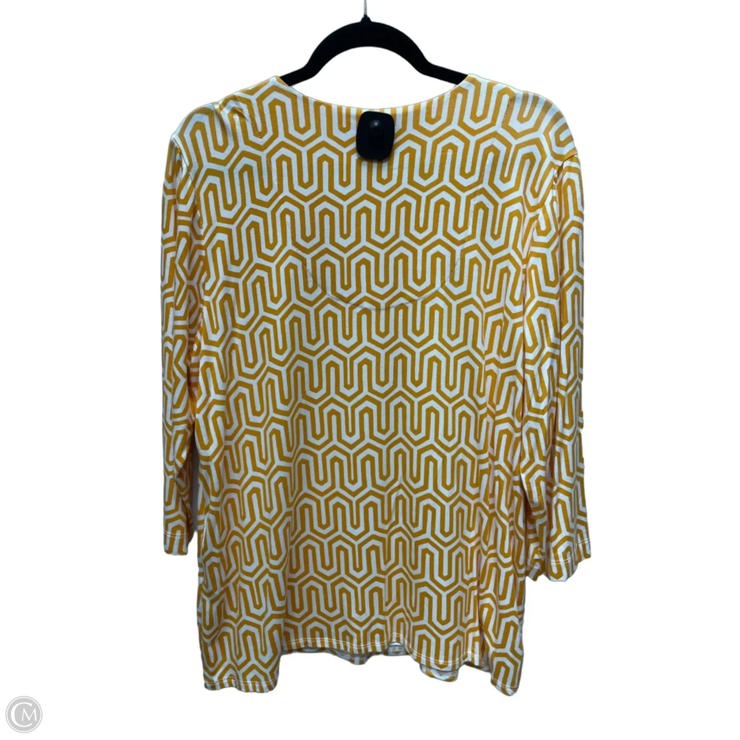 Top Long Sleeve By Chicos In Orange & White, Size: Xl