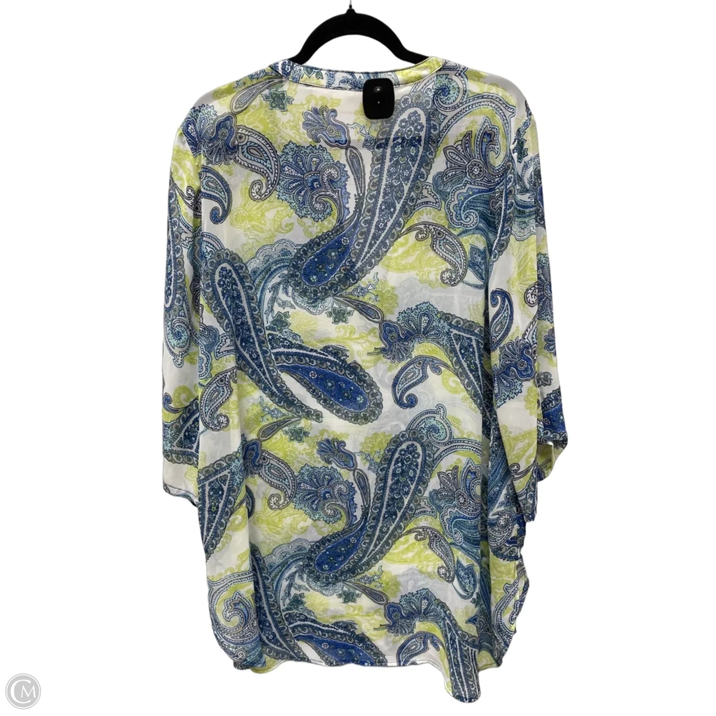 Blouse Short Sleeve By Chicos In Blue & Green, Size: L