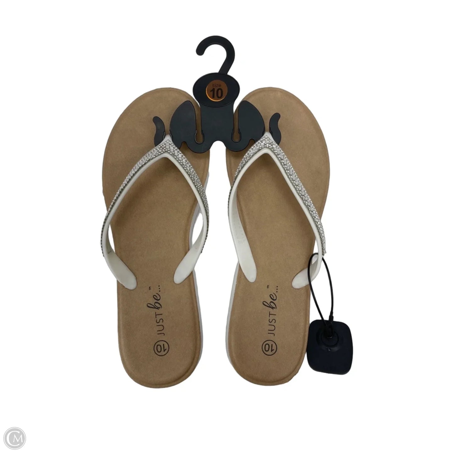 Sandals Flats By Just Be In Tan & White, Size: 10