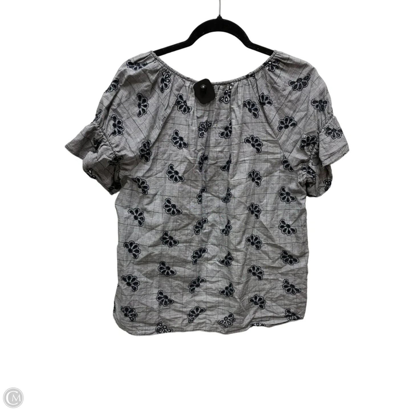 Blouse Short Sleeve By Ann Taylor In Plaid Pattern, Size: M