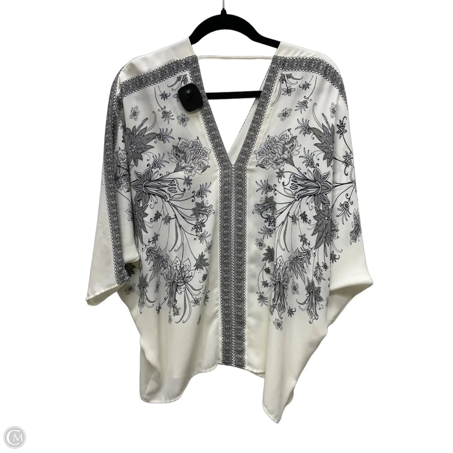 Blouse Short Sleeve By Rose And Olive In Grey & White, Size: S