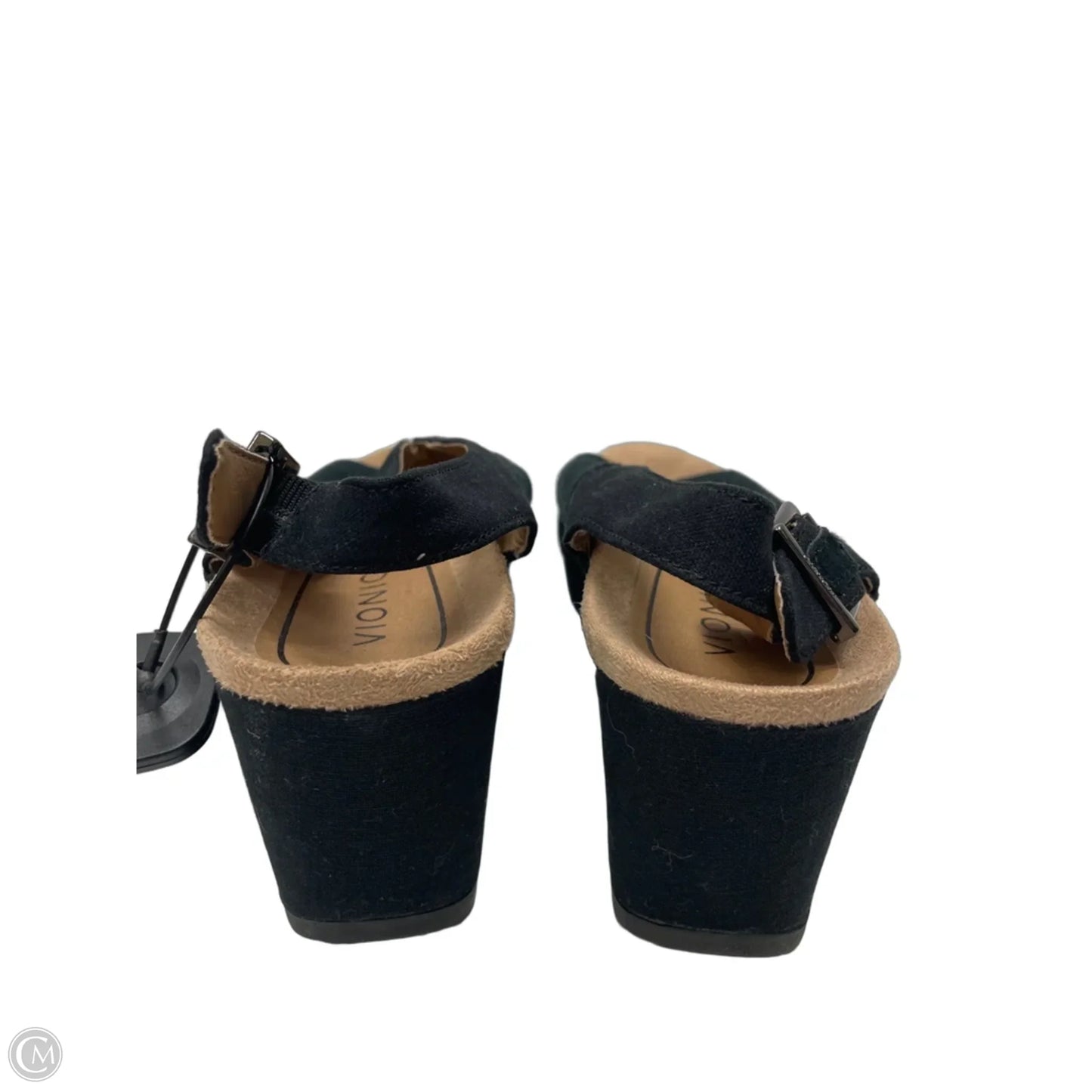 Sandals Heels Wedge By Vionic In Black & Tan, Size: 7.5