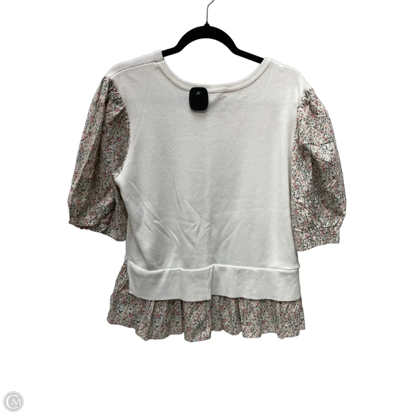 Top Short Sleeve By Anthropologie In Floral Print, Size: L