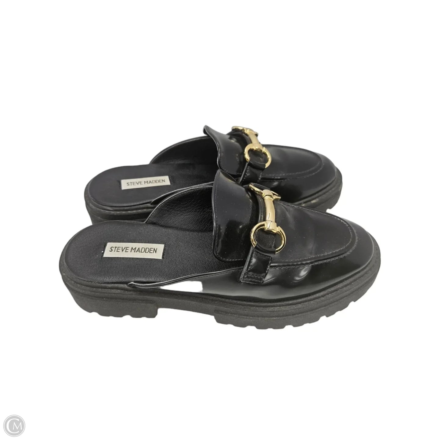 Shoes Heels Block By Steve Madden In Black & Gold, Size: 9