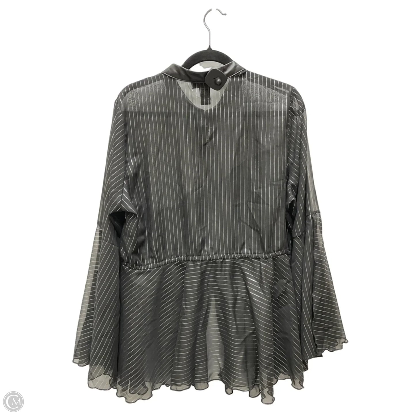 Blouse Long Sleeve By Ashley Stewart In Striped Pattern, Size: L