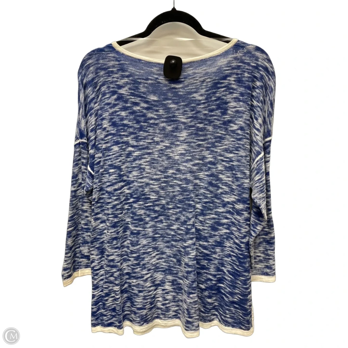 Top 3/4 Sleeve By Chicos In Blue & White, Size: Xl