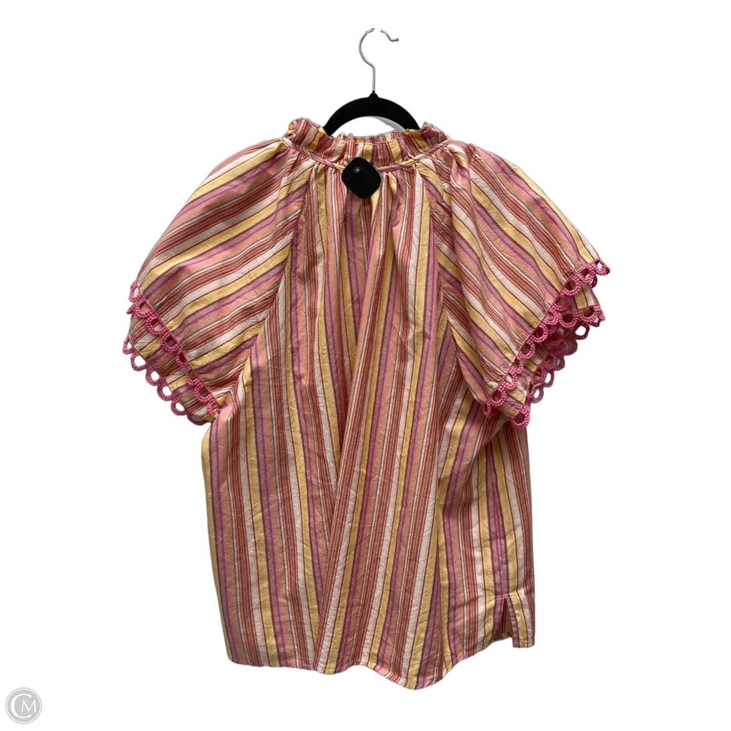 Top Short Sleeve By Democracy In Striped Pattern, Size: 2x