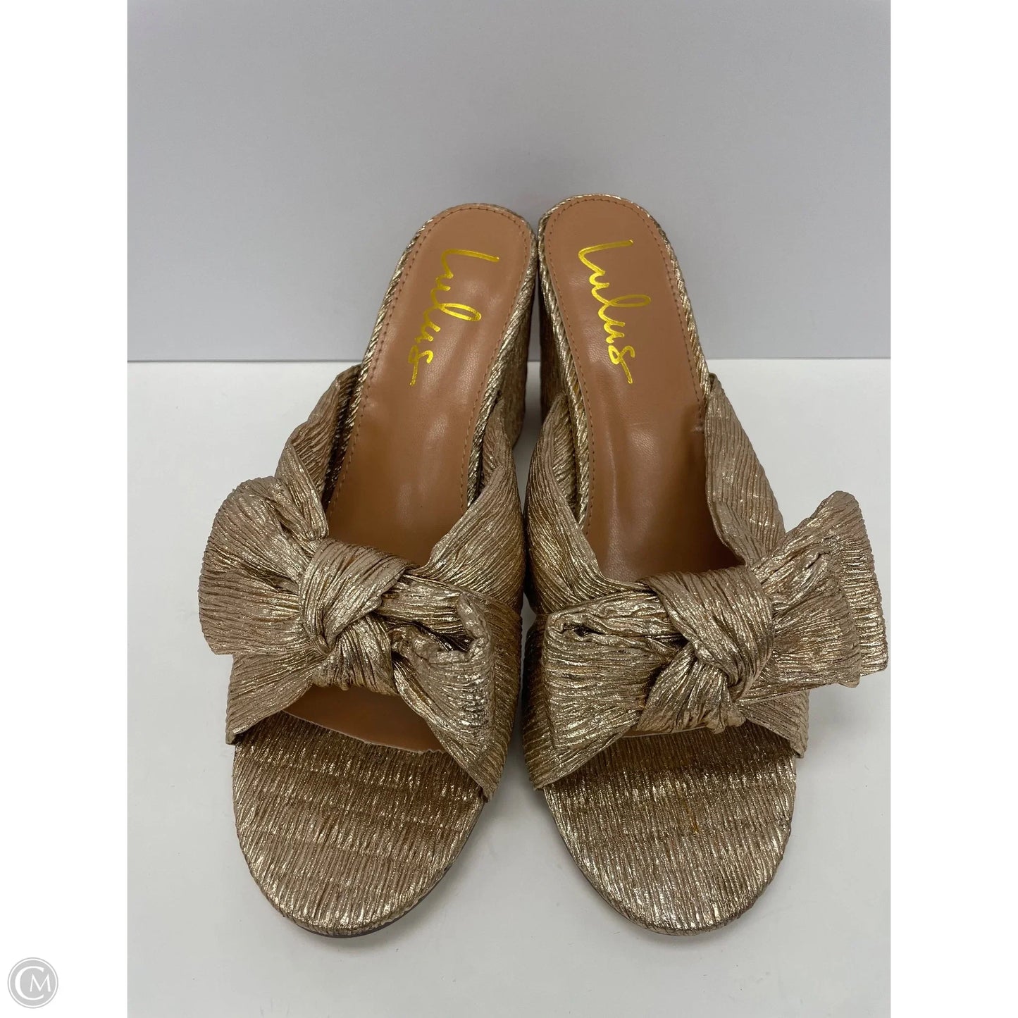 Sandals Heels Block By Lulus In Gold, Size: 8.5