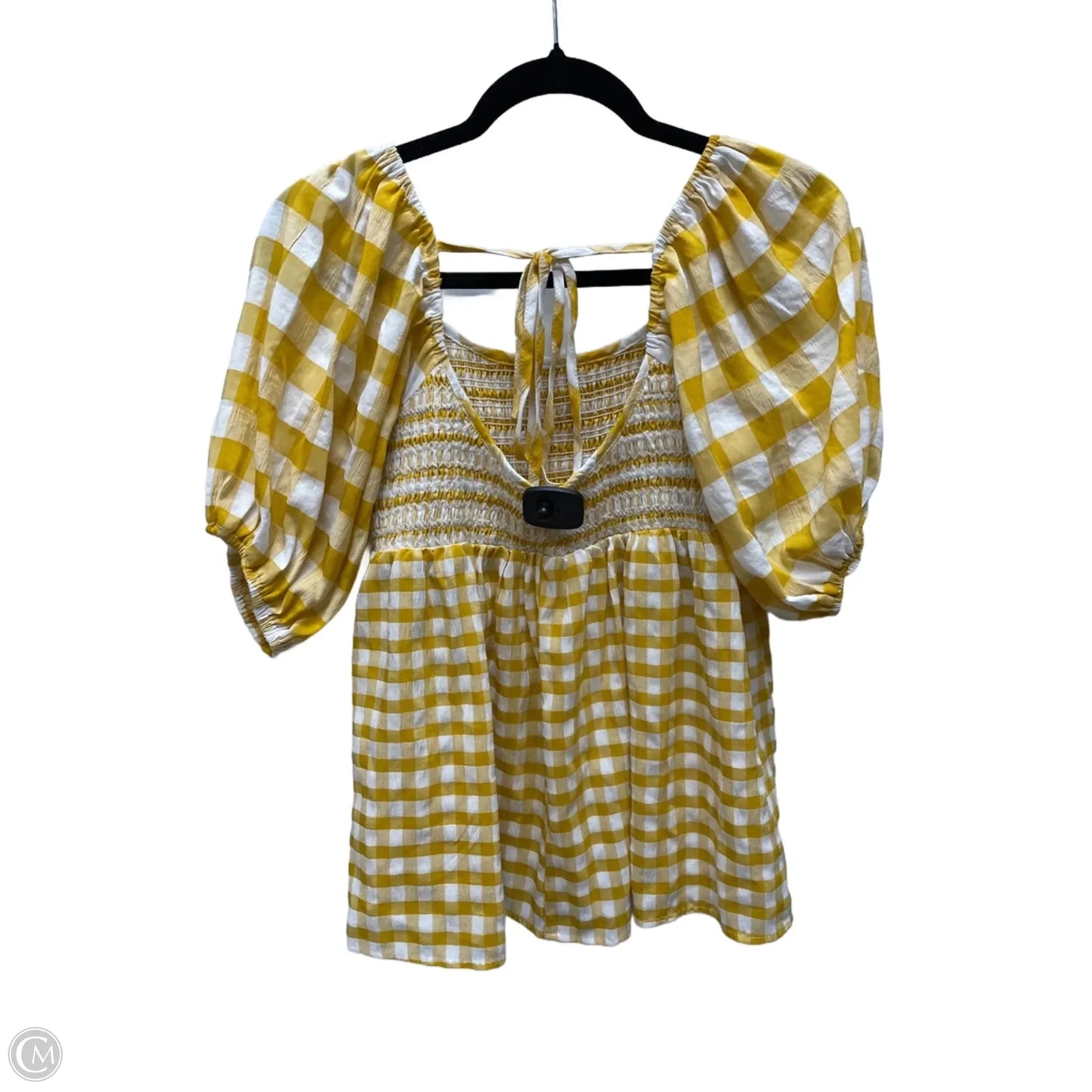 Top Short Sleeve By Mittoshop In Checkered Pattern, Size: M