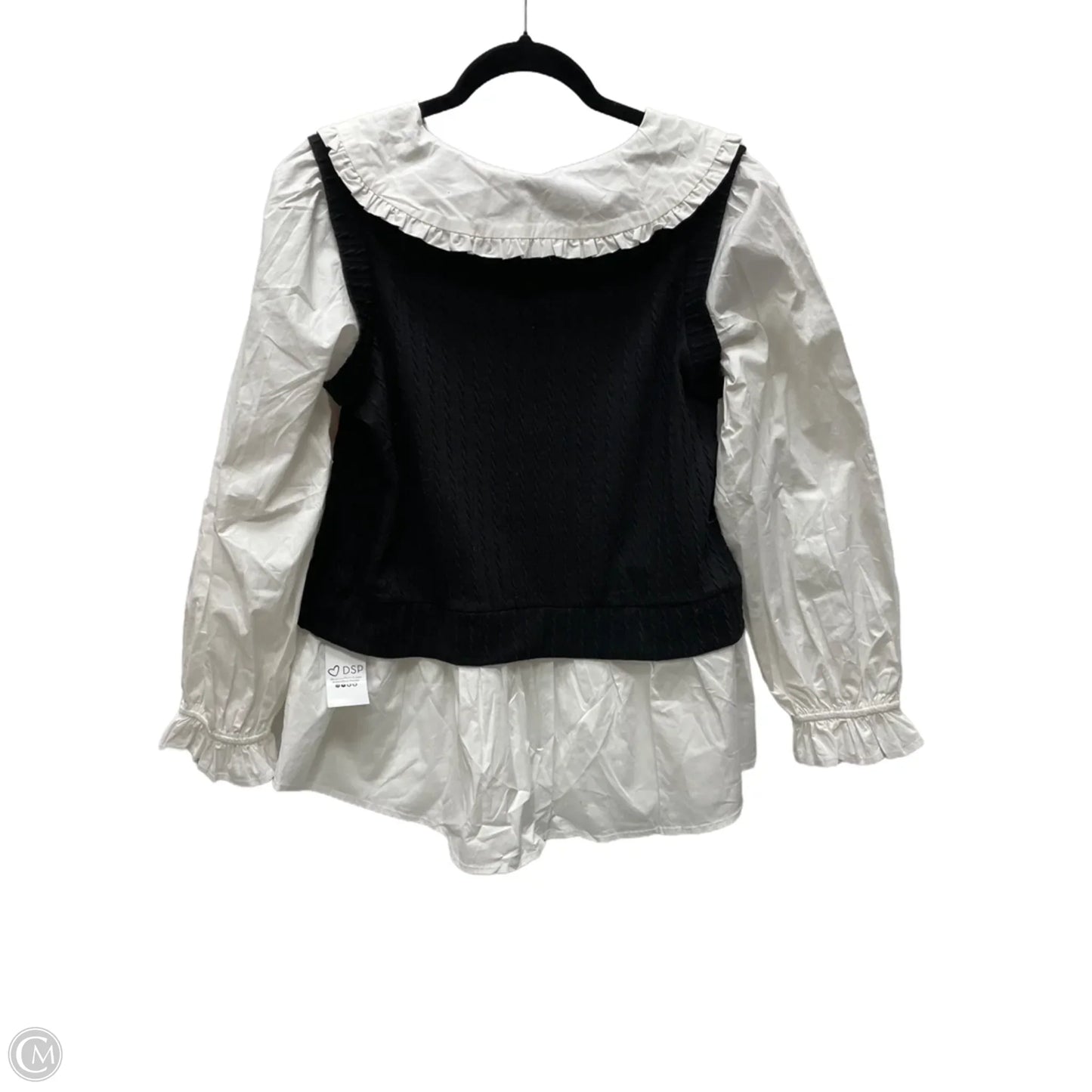 Top Long Sleeve By Like Love In Black & White, Size: S