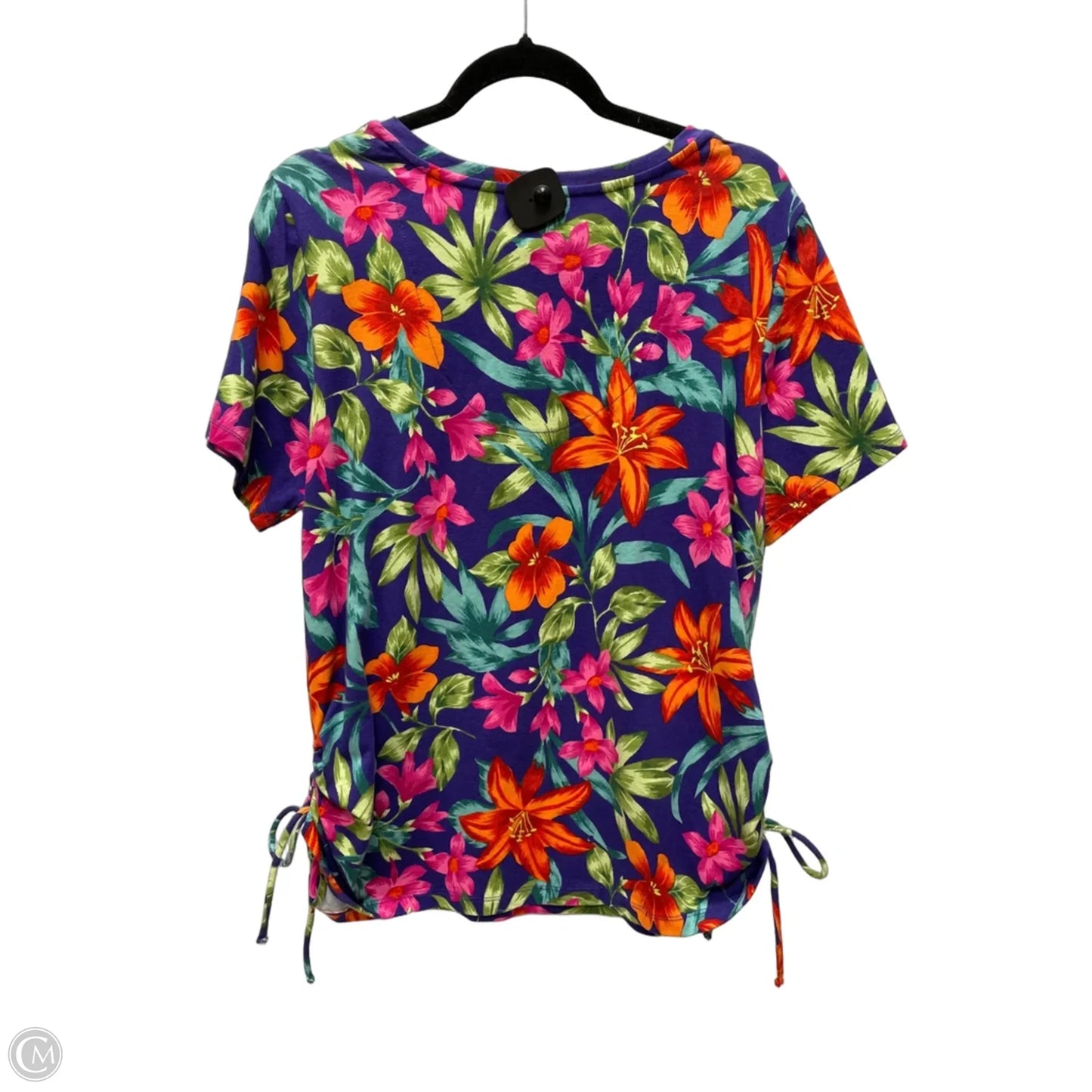Top Short Sleeve By Caribbean Joe In Floral Print, Size: 1x