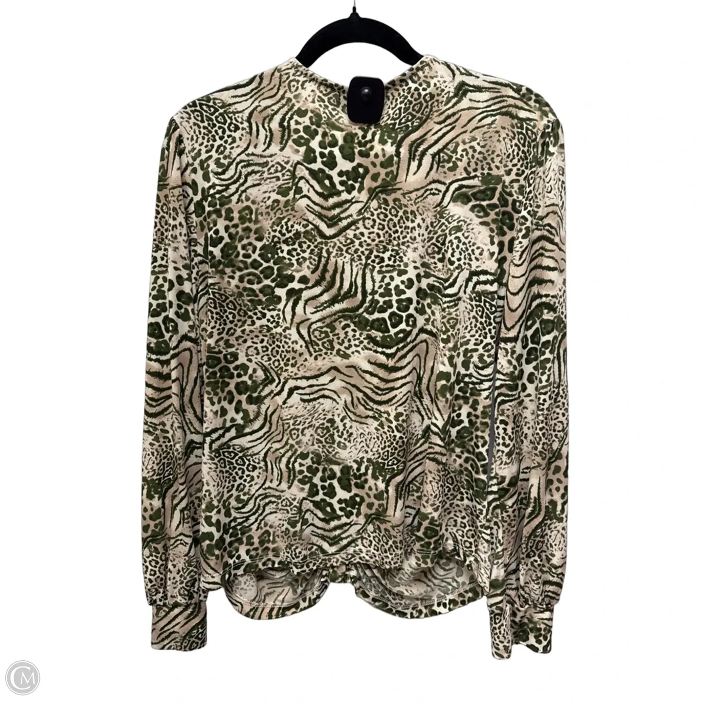 Top Long Sleeve By Studio In Green & Tan, Size: M