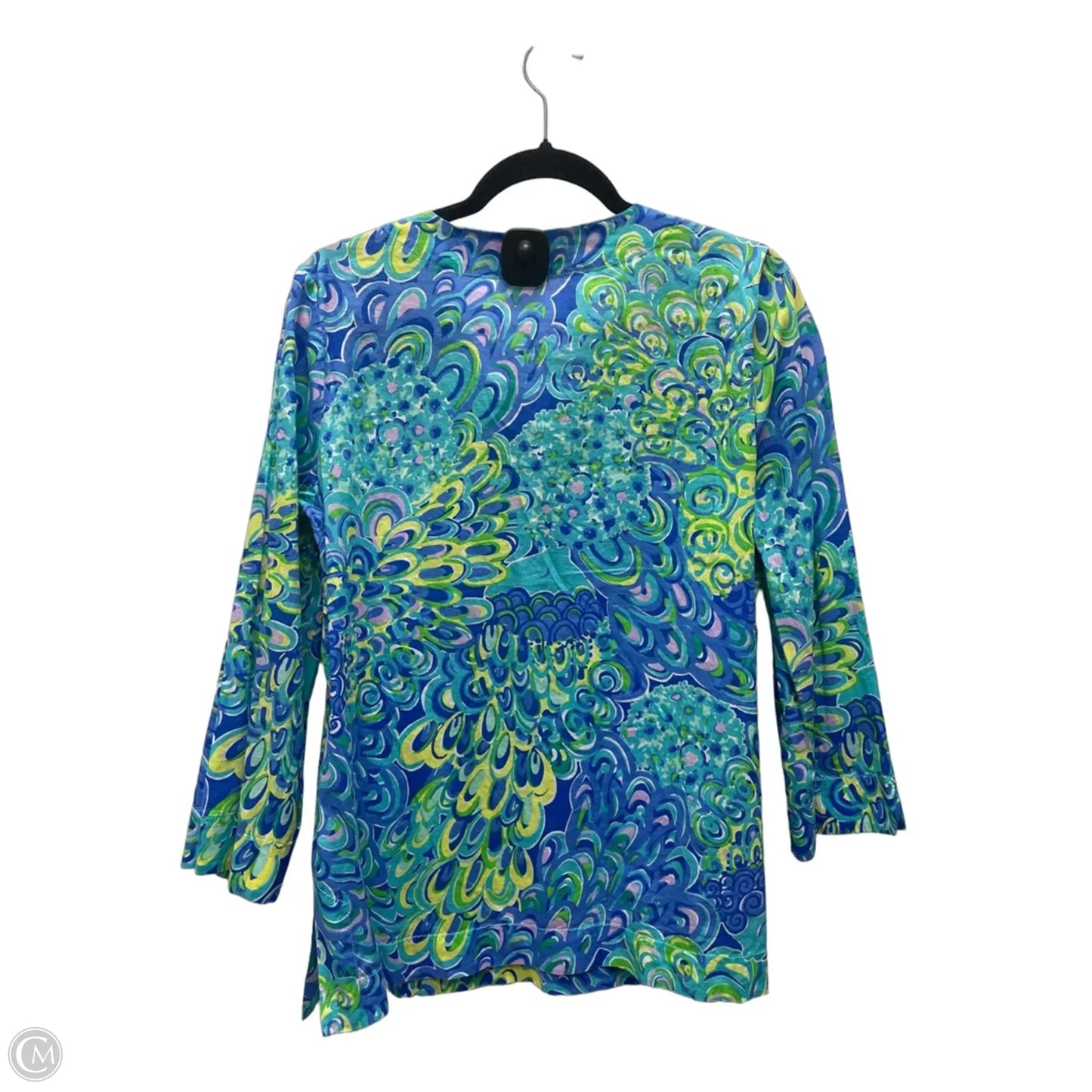 Top Long Sleeve Designer By Lilly Pulitzer In Blue & Green, Size: L