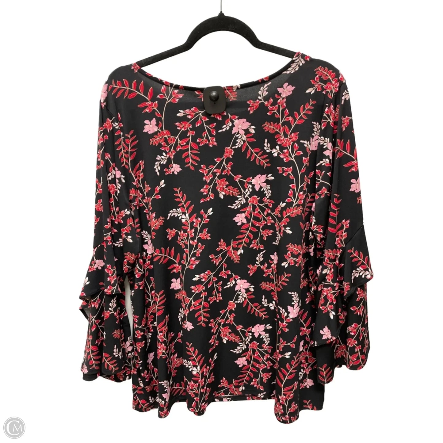 Blouse Long Sleeve By Liz Claiborne In Floral Print, Size: 1x