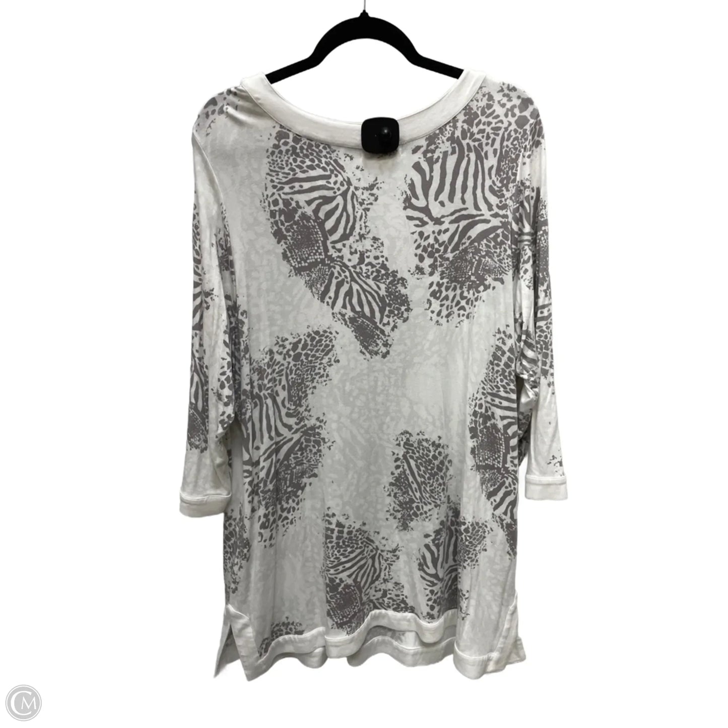 Tunic Long Sleeve By Calvin Klein In Grey & White, Size: 1x
