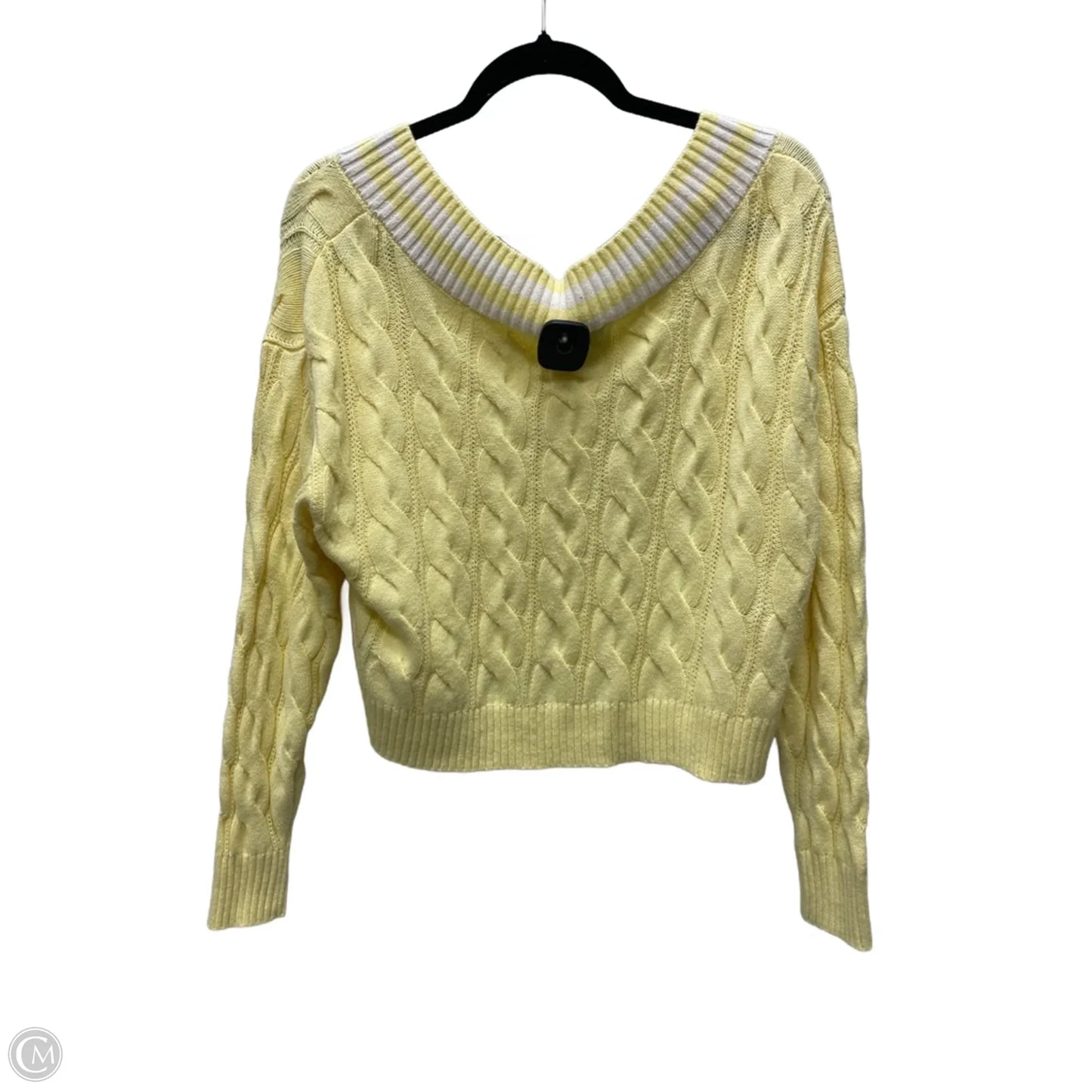 Sweater By Pink Rose In White & Yellow, Size: M