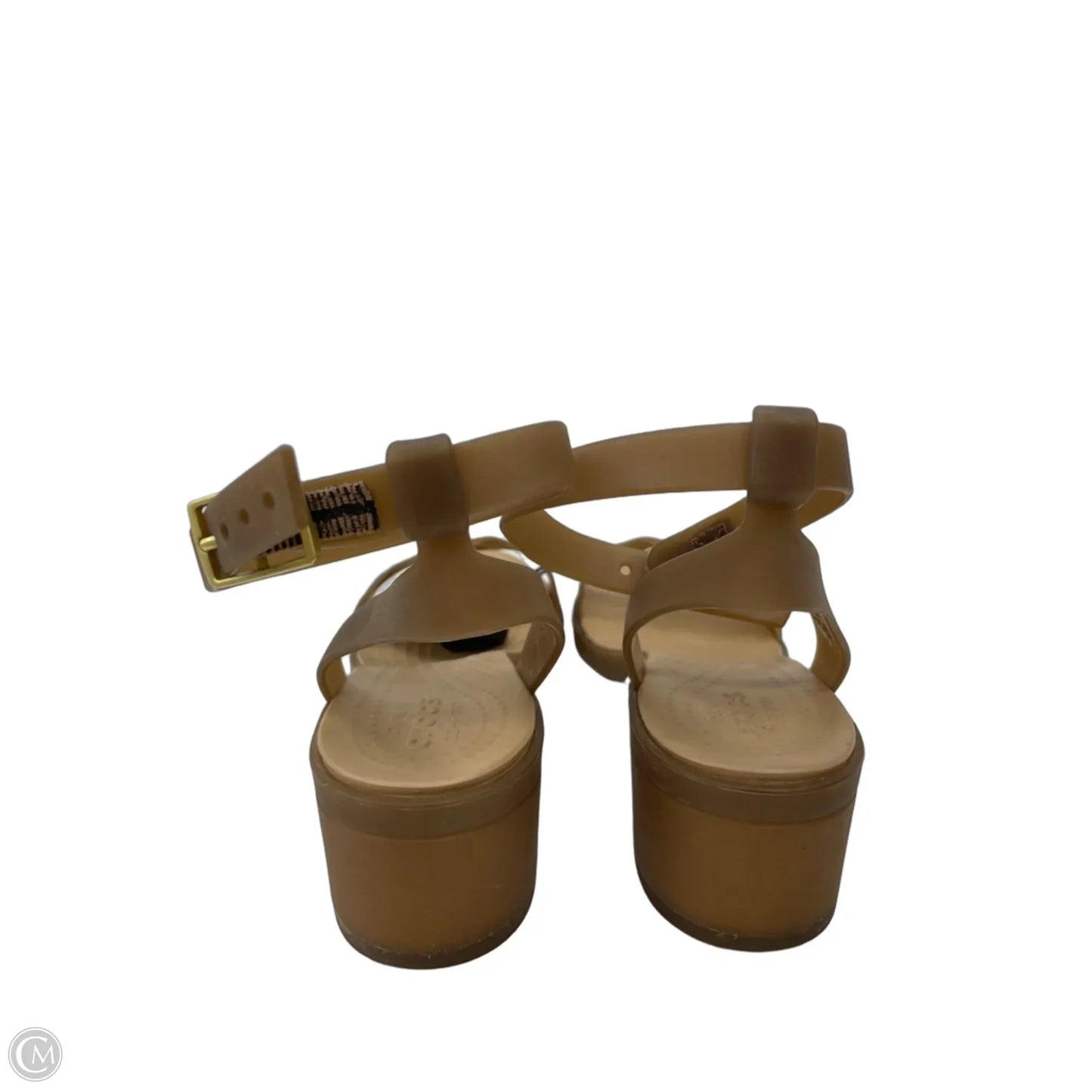 Sandals Heels Block By Crocs In Brown, Size: 6