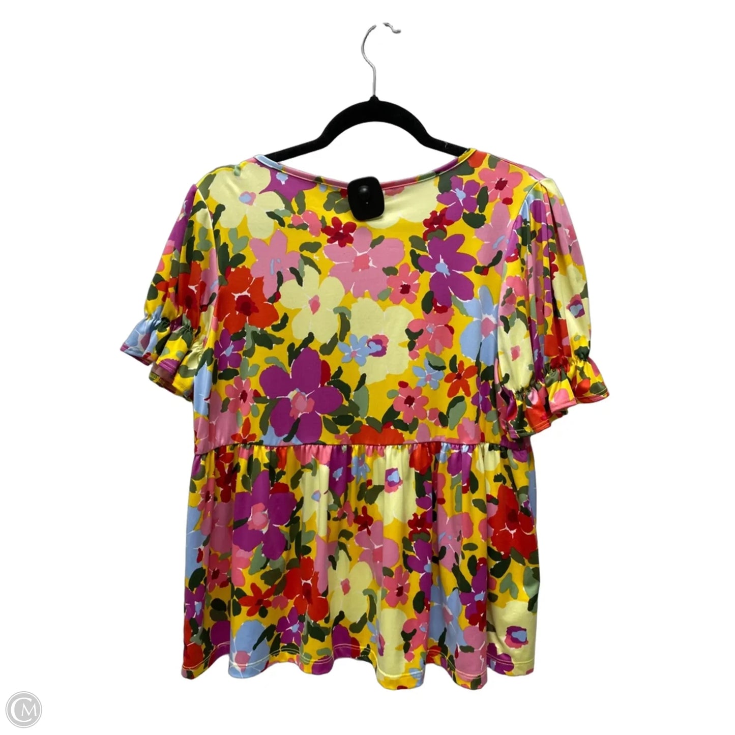 Top Short Sleeve By Emerald In Floral Print, Size: M