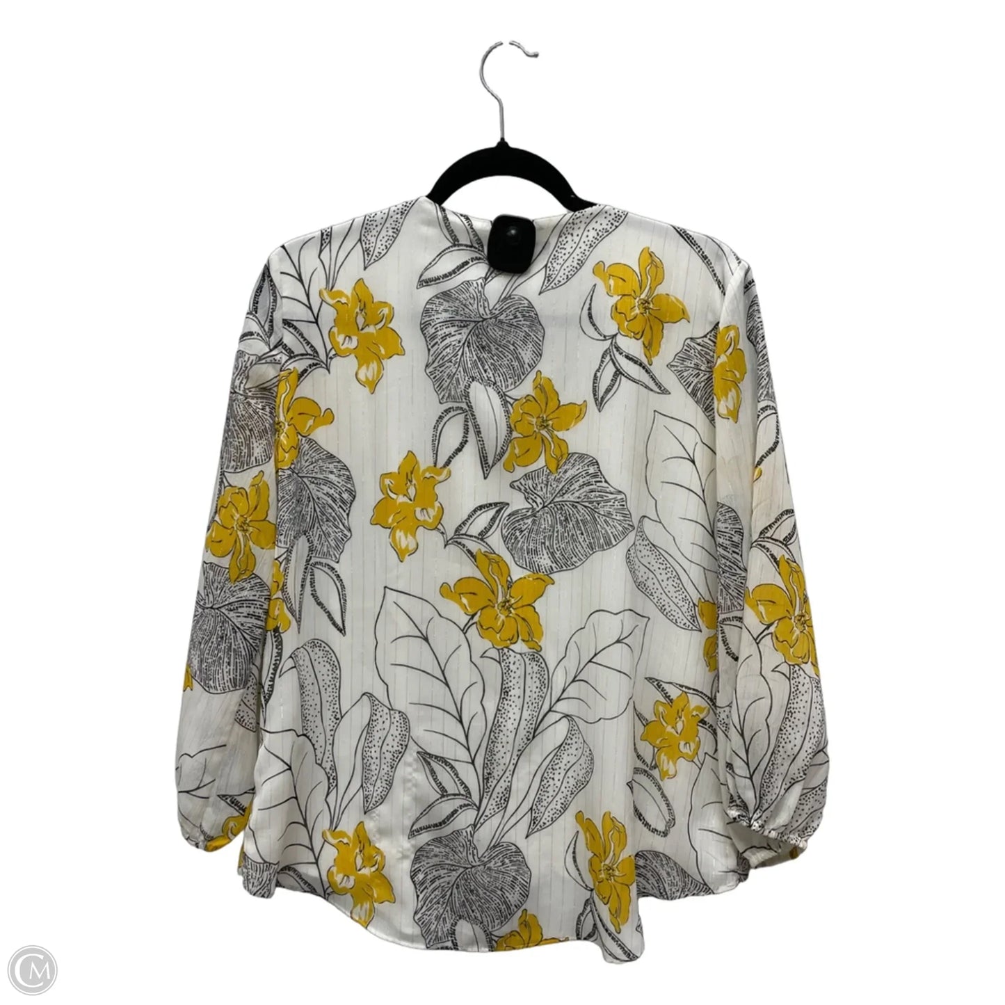 Blouse Long Sleeve By White House Black Market In Floral Print, Size: L