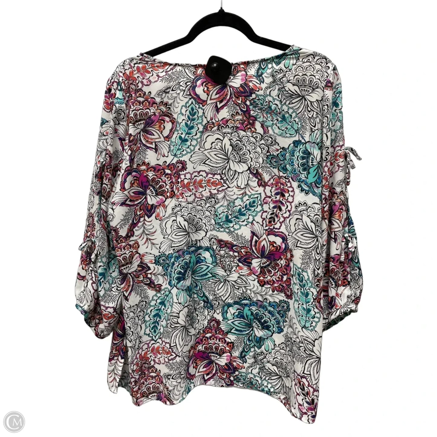 Blouse 3/4 Sleeve By Investments In Floral Print, Size: 1x