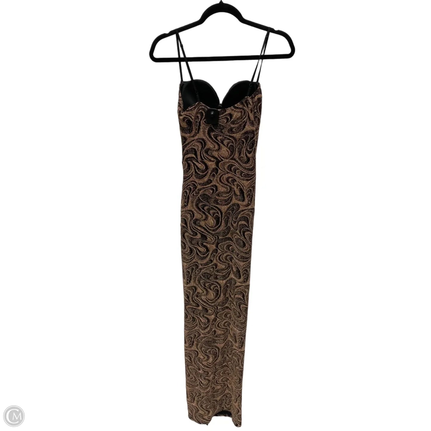 Dress Casual Maxi By Fashion Nova In Brown & Gold, Size: M
