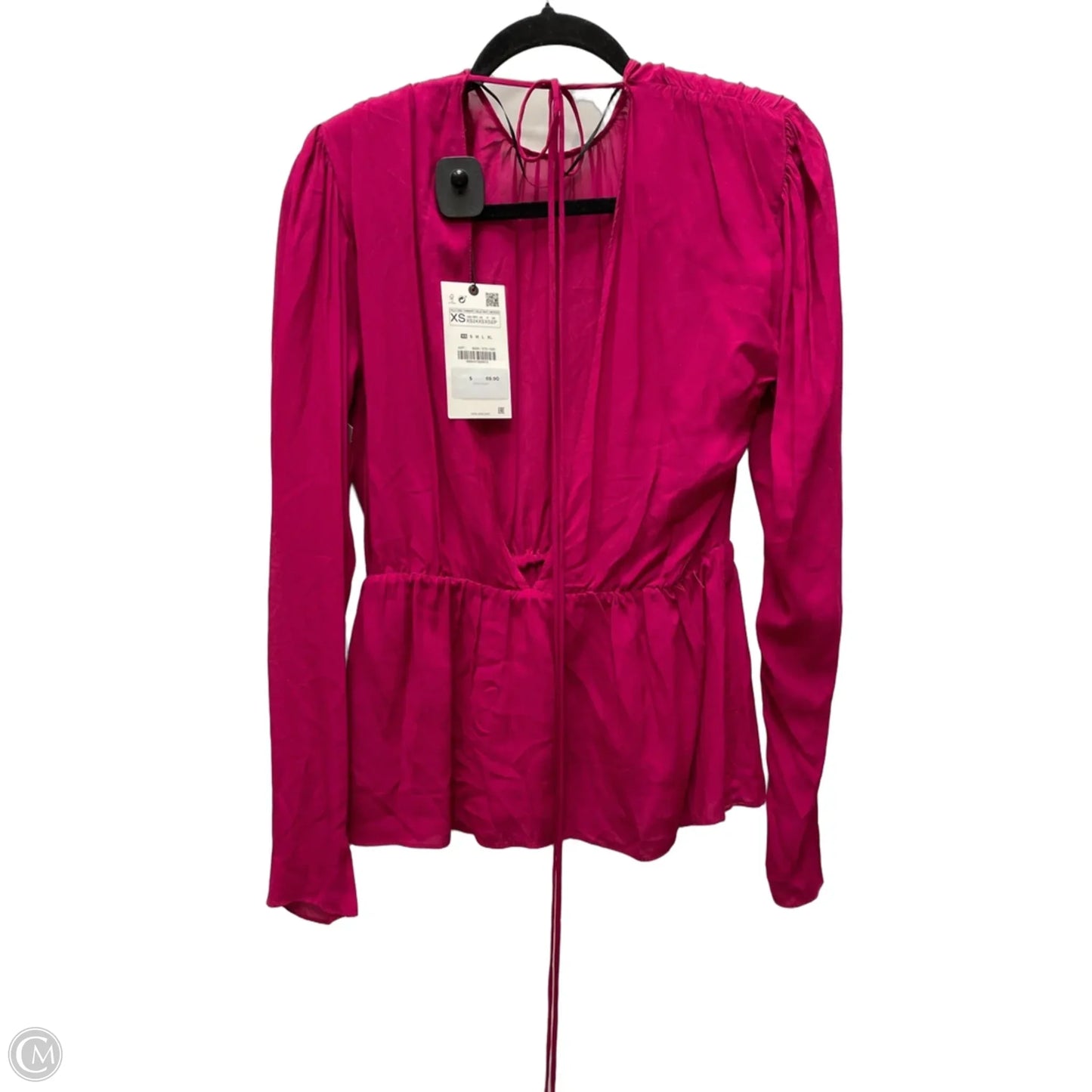 Blouse Long Sleeve By Zara In Pink, Size: Xs