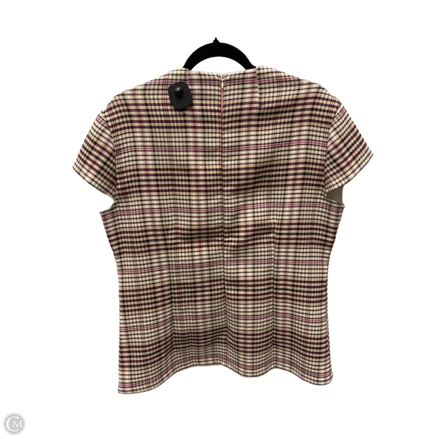 Top Short Sleeve By Ann Taylor In Plaid Pattern, Size: L