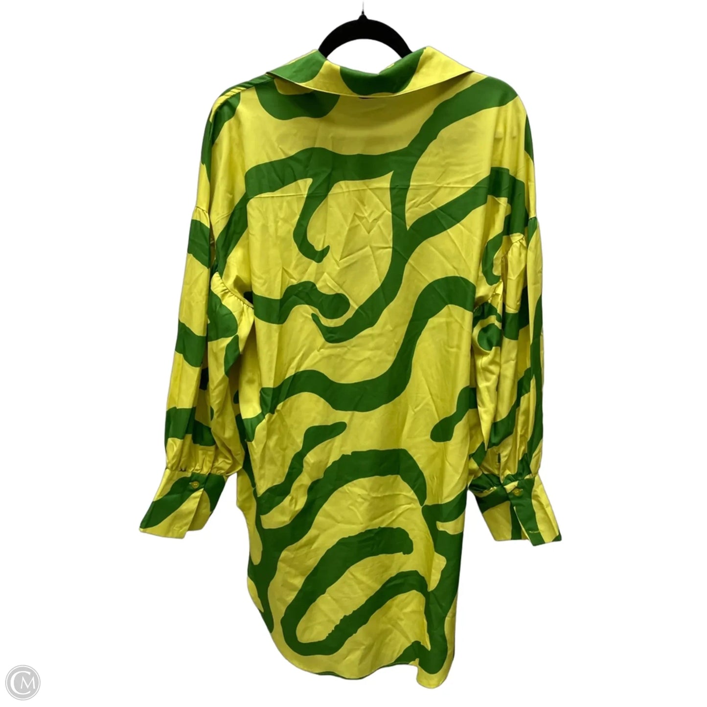 Tunic Long Sleeve By Clothes Mentor In Green & Yellow, Size: 1x