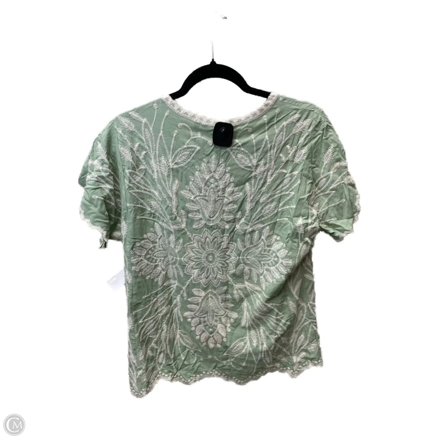 Top Short Sleeve By Soft Surroundings In Green & White, Size: S