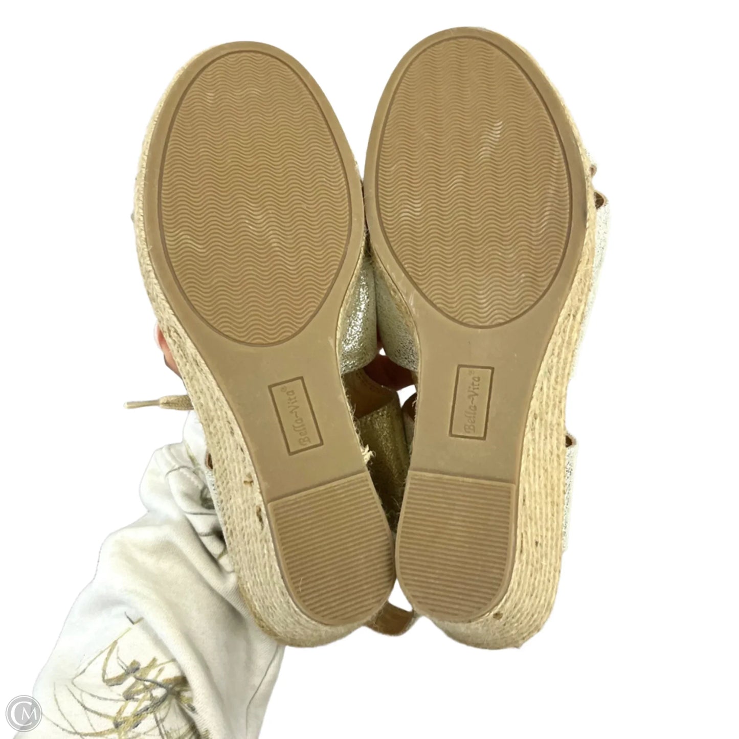 Sandals Heels Wedge By Bella Vita In Gold, Size: 12