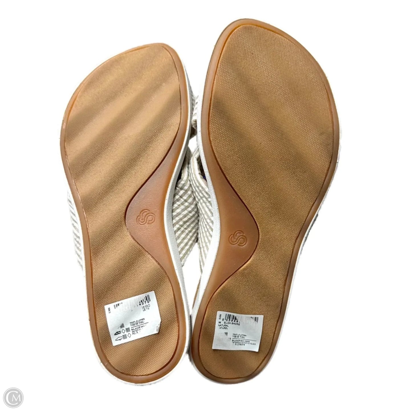 Sandals Flats By Clarks In Cream & Tan, Size: 7